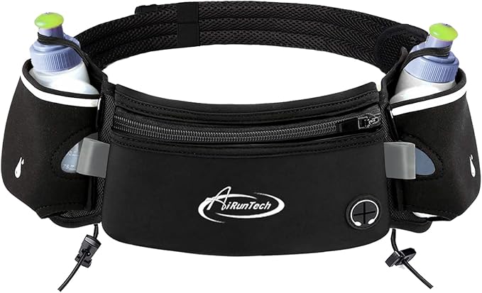 AiRunTech Hydration Running Belt with Water Bottle, Running Fanny Pack for Phone and Wallet Holder, Running Bag Runners Essentials Accessories Marathon Triathlon Walking Jogging Gear Gift-StrideForce Fitness