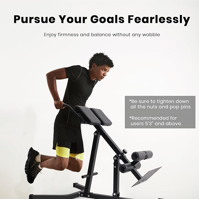 LIONSCOOL Heavy-Duty Adjustable Roman Chair - Back Extension Bench with Multiple Adjustment Functions- Hyperextension Bench Perfect for Home Gym-StrideForce Fitness