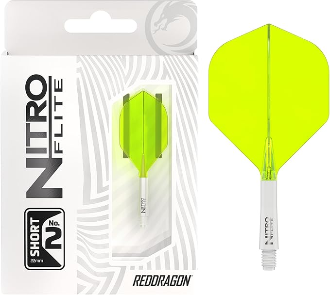 RED DRAGON Darts – Nitro Flite Integrated Flight & Shaft System – No.2 Shape and Design - Available in Short, Intermediate & Medium - Available in Variety of Colours - Professional Darts Accessories-StrideForce Fitness