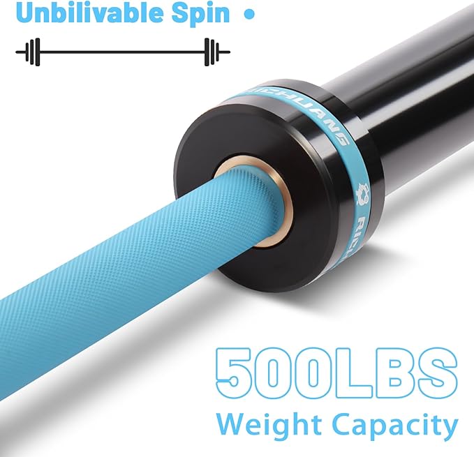 Olympic Barbell 45lb (20kg) - 7ft Bearing Spin Bar for Weightlifting and Strength Training,Ceramic Coating,500 LBS Capacity,28mm High Whip,Fits 2" Plates,for Home Gym-StrideForce Fitness