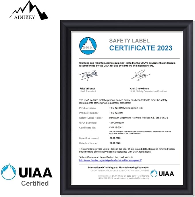 Climbing Carabiner Clips 25kN Auto Locking Carabiner, Professional Heavy Duty Large Locking Carabiner Clips for Rock/Ice Climbing Rappelling Rescue Swing etc, D Shaped, Large Size-StrideForce Fitness