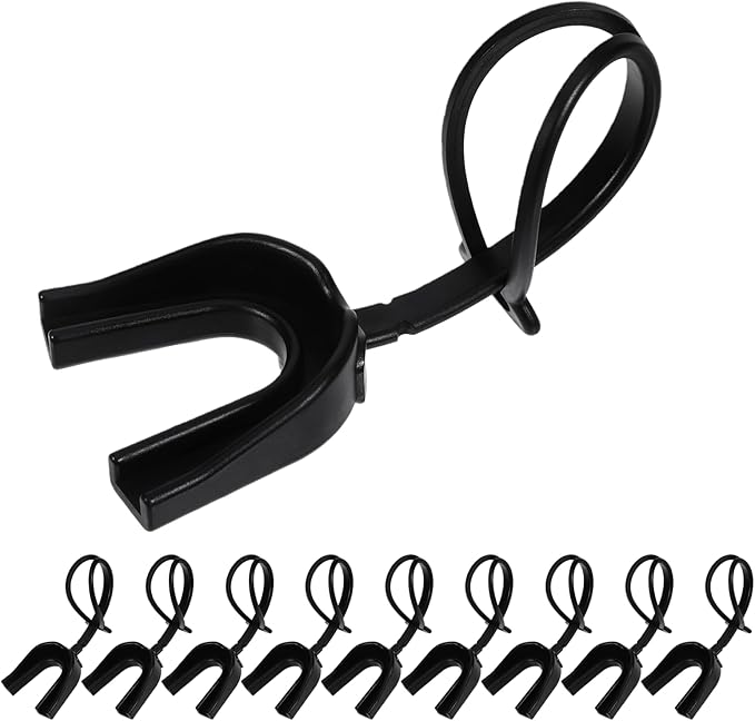 10 Pcs Strapped Mouth Guard Football Mouthguard for Braces with Strap Football Mouth Guard for Braces for Sports for Boxing Basketball(Black)