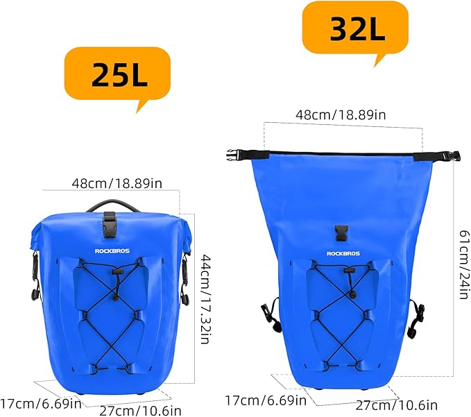 ROCKBROS Bike Panniers Waterproof Bike Rear Rack Bag Max 30L Large Capacity Bike Rear Panniers for Cycling Traveling Commuting-StrideForce Fitness