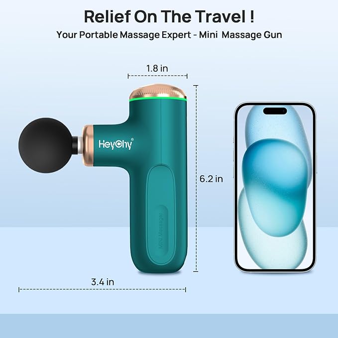 Mini Massage Gun with Heat Function, Heated Massage Head for Deep Tissue Pain Relief, Portable Muscle Massager for Athletes, Compact Percussion Gun-StrideForce Fitness