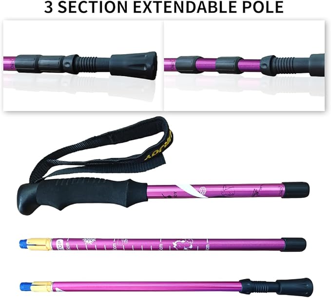 Hiking Trekking Poles, 2 Pack Anti Shock, Adjustable, Collapsible Hiking Poles for Trekking or Walking, Lightweight Aluminum Sticks for Children-StrideForce Fitness