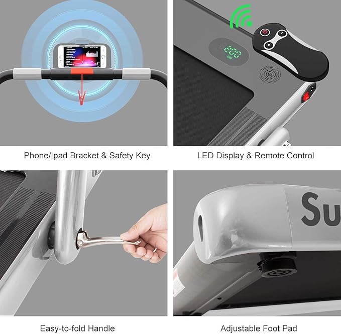 GYMAX Walking Pad, 2 in 1 Free Installation Under Desk Treadmill with Smart App, Remote Control & LED Display, 2.25HP Foldable Portable Compact Running Machine for Small Spaces Home Office-StrideForce Fitness