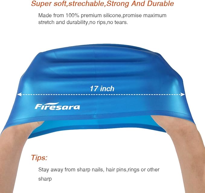 Firesara Swim Cap, Original Updated Swimming Cap 3D Ergonomic Design Comfortable Durable Ear Protection for Women Kids Men Adults Boys Girls for Long or Short Hair with Nose Clip and Ear Plugs-StrideForce Fitness