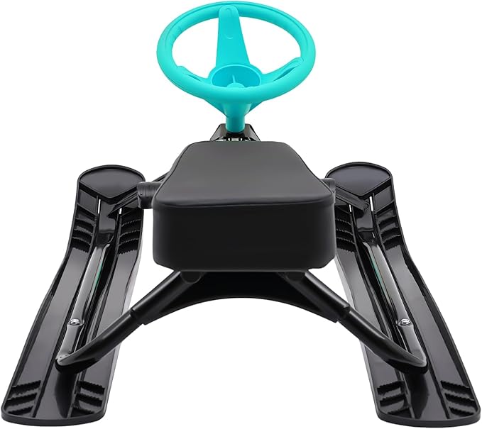 Snow Racer Sled, Ski Sled Slider Board with Steering Wheel, Twin Brakes, Anti-Slip Pedal, Snow Sled for Kids-StrideForce Fitness