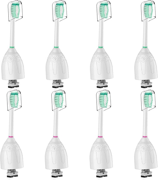 Toothbrush Heads for Philips Sonicare Replacement Brush Heads Medium Soft Dupont Bristles Electric Toothbrush Replacement Heads Fit E-Series Essence Xtreme Elite Advance and CleanCare, 8 Pack, White