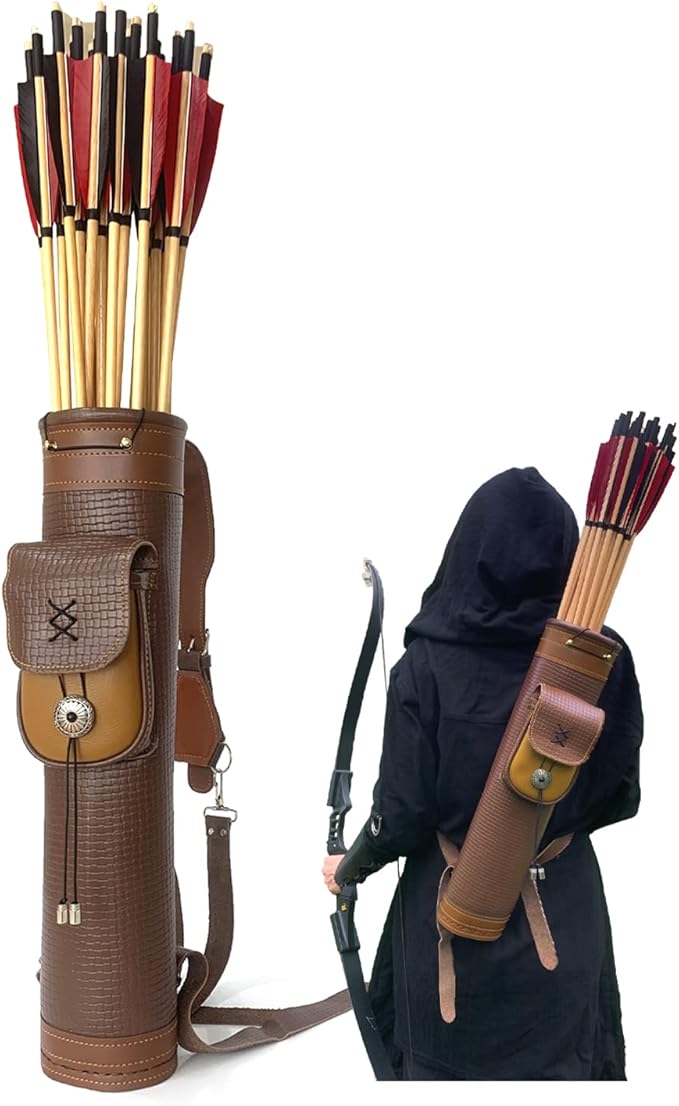 Arrow Quiver or Rustic Leather Quiver - Back Quiver for Arrows and Crossbow Quiver - Bow Quiver and Quiver for Compound Bow - Traditional Arrow Holder-StrideForce Fitness