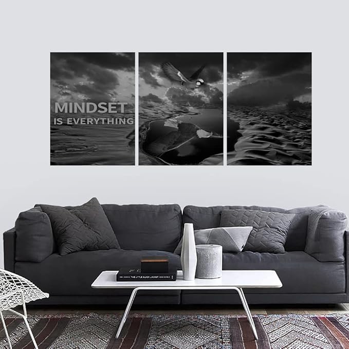 Yetaryy 3 Panels Inspirational Canvas Painting Motivational Wall Art Success Framed Poster Grind Hustle Positive Quotes Wall Poster Office Inspirational Wall Decor 36''W x 16''H (Animals-HeiYing-3S)-StrideForce Fitness