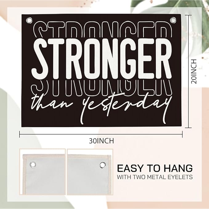 Stronger Than Yesterday Gym Motivational Wall Art Banner College Dorm Posters Gifts for Guys Men Women Gym Flag Decor for Home Gym Bedroom Workout Room 30x20 Inchs-StrideForce Fitness