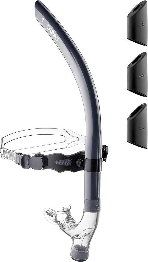 CAPAS Training Swim Snorkel for Lap Swimming, Swivel Headband Ultimate Fit Center-Mount Swimmers Snorkel with Liquid Silicone Mouthpiece Adjustable Strap, Designed for Adult Men Women-StrideForce Fitness