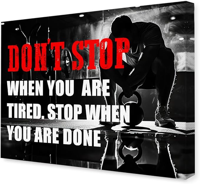 OTINGQD Inspirational Gym Wall Decor,Fitness Quotes Wall Art,Don't Stop When You're Tired Stop When You're Done Canvas Wall Decor for Home Gym-StrideForce Fitness