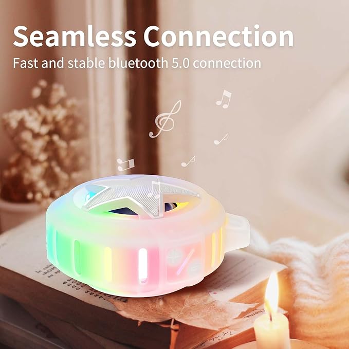 EBODA Bluetooth Shower Speaker, IP67 Waterproof Portable Speakers, Floating, TF Card, Small Outdoor Speaker with LED Light, True Wireless Stereo for Bike, Beach, Paddle Board, Kayak, Pool, Gifts-StrideForce Fitness