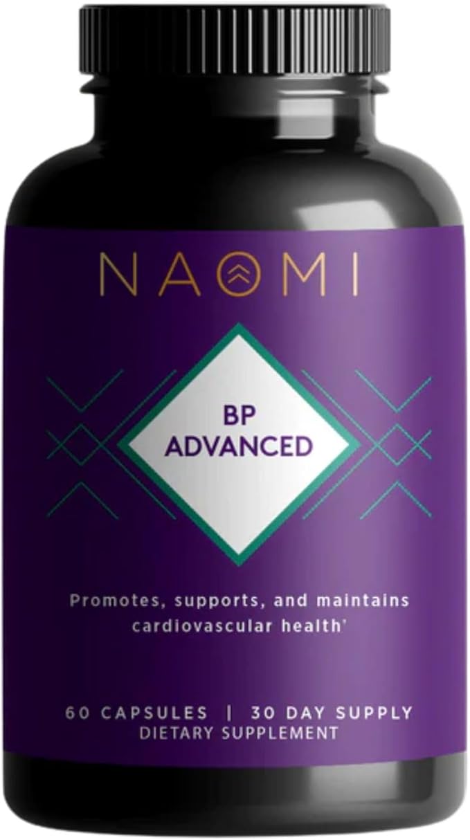 NAOMI BP Advanced, Potent Ingredients for Blood Flow and Circulation, Endothelial Function, Supports Cardiovascular and Arterial Health, 1000mg Olive Leaf Extract, 180mcg Vitamin K2 (Small, 60 Count)-StrideForce Fitness