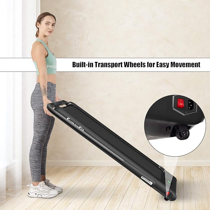 GYMAX Walking Pad, 2 in 1 Free Installation Under Desk Treadmill with Smart App, Remote Control & LED Display, 2.25HP Foldable Portable Compact Running Machine for Small Spaces Home Office-StrideForce Fitness