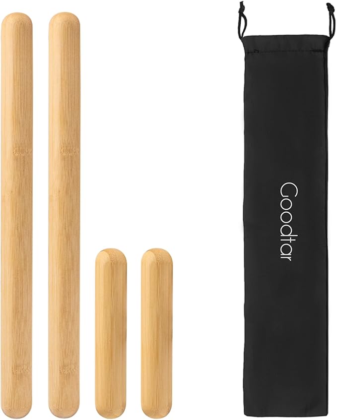 4PCS Solid Bamboo Massage Sticks & Guasha Set with Roller/Stick - 100% Bamboo Therapy Tools for Neck/Arm/Back/Legs/Full Body, Deep Tissue Massage, Muscle Relaxation, Body Shaping, Fatigue Relief-StrideForce Fitness