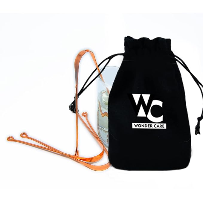 Wonder Care - 100% Copper Tongue Scraper Tongue cleaner Ayurvedic for Optimal Oral Hygiene (3 Pieces)