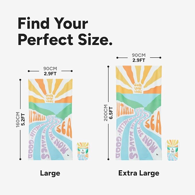 Dock & Bay Beach Towel - Quick Dry, Sand Free - Compact, Lightweight - 100% Recycled - Includes Bag - Vitamin Sea - Extra Large (200x90cm, 78x35)-StrideForce Fitness