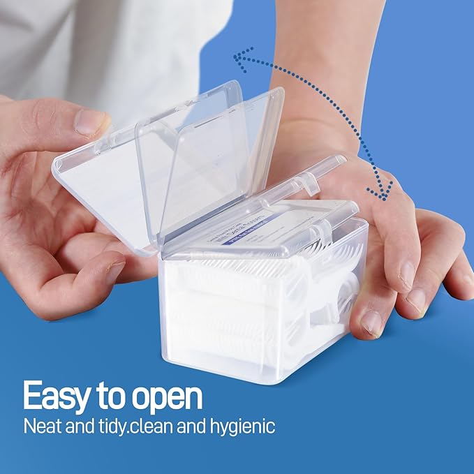 Holy Rose Dental Floss Case with 100 Floss Picks -2 Box 200 Count Flossers- Flat Line Design - Portable and Hygienic Oral Care Dispenser Set for Teeth and Gums - Dental Cleaning Tool.