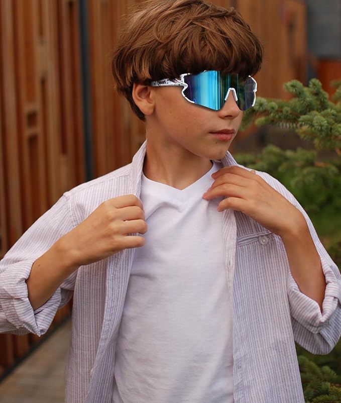 Kids Baseball Sunglasses for Boys Girls Youth Softball Cycling Sports Sunglasses UV400 Protection Age 5-12-StrideForce Fitness