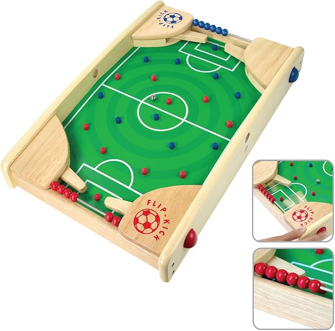 Flipkick: Wooden Tabletop Football/Soccer Pinball Games, Indoor Portable Sport Table Board for Kids and Family-StrideForce Fitness
