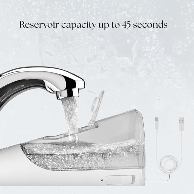 HydroAdvance Cordless Water Flosser for Teeth & Gums | Rechargeable Portable Oral Irrigator for Braces & Travel | Pulse Cleaning with 2 Flossing Tips | Waterproof Dental Care Device (White)