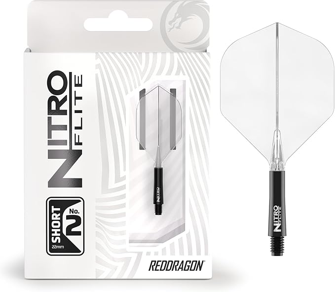 RED DRAGON Darts – Nitro Flite Integrated Flight & Shaft System – No.2 Shape and Design - Available in Short, Intermediate & Medium - Available in Variety of Colours - Professional Darts Accessories-StrideForce Fitness