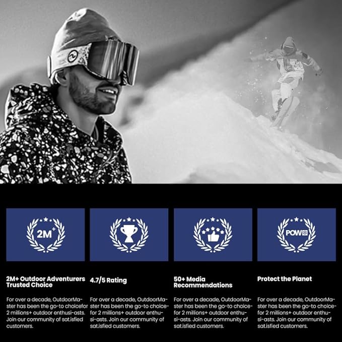 Ski Goggles Snow OTG Snowboard Goggles Magnetic Interchangeable Lens Frameless UV Protection Anti-fog mobile Skating-StrideForce Fitness