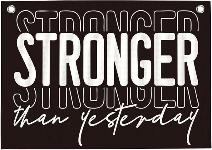 Stronger Than Yesterday Gym Motivational Wall Art Banner College Dorm Posters Gifts for Guys Men Women Gym Flag Decor for Home Gym Bedroom Workout Room 30x20 Inchs-StrideForce Fitness