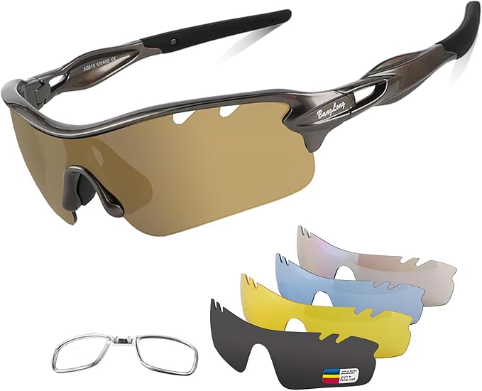 BangLong Polarized Sports Sunglasses Cycling Sun Glasses for Men Women with 5 Interchangeable Lenes for Running Baseball Golf-StrideForce Fitness