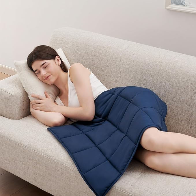 L'AGRATY Weighted Lap Pad 5lb: Small Weighted Blanket for Adults - Portable Travel - Cooling Blanket for Relaxation Sleeping - Washable All-Season (29" x 24")-StrideForce Fitness