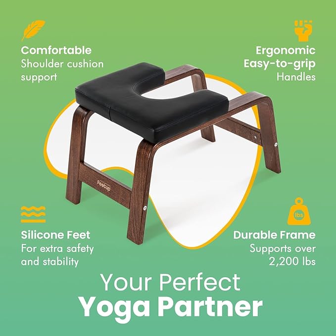 FeetUp - The Original Yoga Headstand Bench, Vegan Handstand Trainer Bench and Stand, Strength Training Inversion Equipment for Relaxation and Strength, Includes App & Starter Kit, #1 Worldwide-StrideForce Fitness