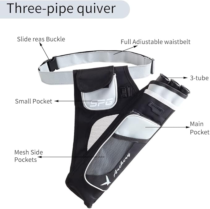 SOPOGER Archery Hip Quiver for Arrows - 3 or 4 Tube Bow Belt Quiver Waist Hanged for Youth Teens Adults Compound Bow Recurve Bow Target Shooting-StrideForce Fitness