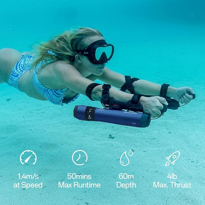 Waydoo Subnado Underwater Scooter Lite, Water Sports Diving Scooter with Removable Handle, Compact and Portable Water Scooter for Adults&Kids, Scuba Diving Snorkeling Sea Scooter Multiple Uses, Blue-StrideForce Fitness