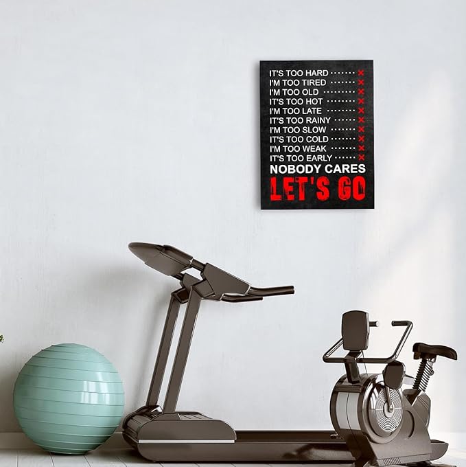 OTINGQD Inspirational Gym Wall Decor,Fitness Quotes Wall Art,Nobody Cares Let's Go Canvas Wall Decor for Home Gym-StrideForce Fitness