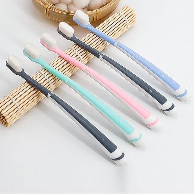 Special Soft Adult Toothbrush with 10000 Micro Nano Bristles, Compact Head & 4-Piece Set, for Sensitive Teeth & Gum Recession, Single Layer Independent Packaging