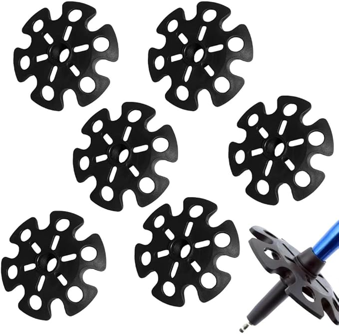 6 pcs Removable Mud Ski Basket Trekking Pole Snowflake Basket,Removable Mud Ski Basket Replacement Accessory for Hiking Poles-StrideForce Fitness
