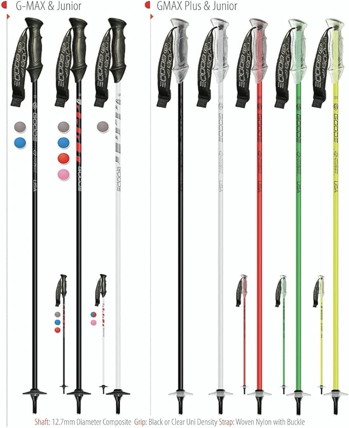 GOODE G-Max Summit Ski Poles – Lightweight & Durable Carbon Composite Downhill Ski Poles for Men & Women – Ergonomic Grip & Shock Absorbing Design – Pair-StrideForce Fitness