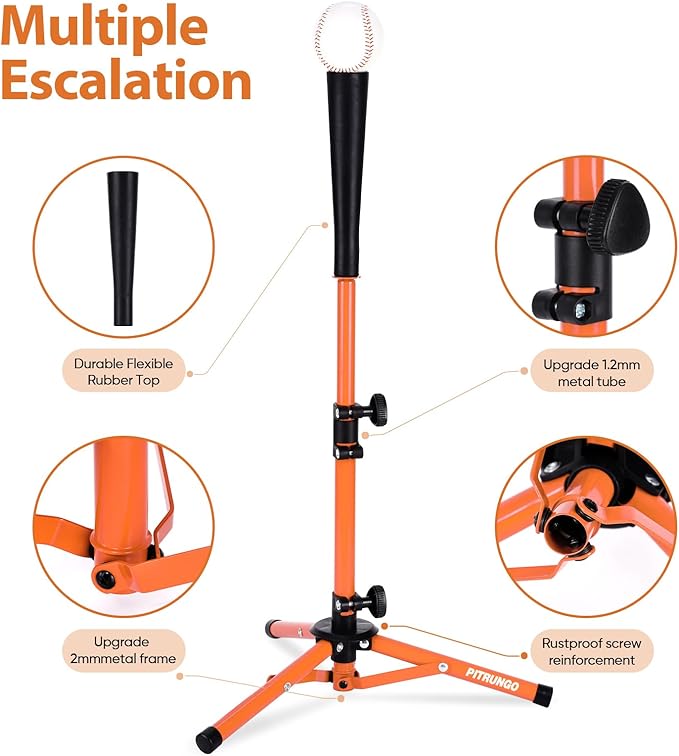Baseball Softball Tee for Kids Toddles 3-10 Years Batting Hitting Tee T Ball Set Stand for Baseball Trainer Easy Adjustable Height 20.5''-29.5''Portable w/Carry Bag for Indoor Outdoor-StrideForce Fitness