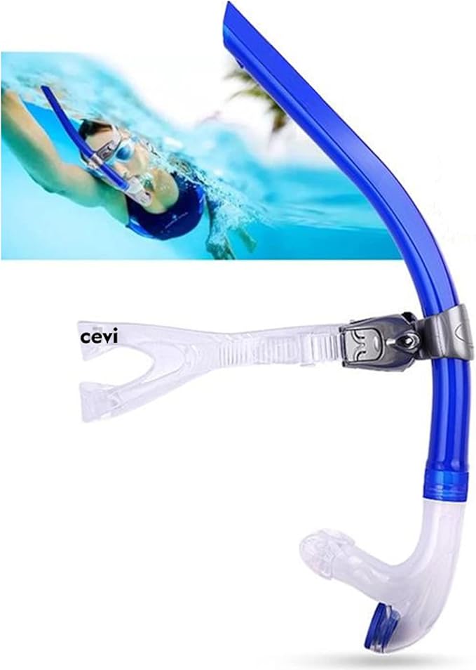 Swim Snorkel for Lap Swimming,Adult Swimmers Snorkeling Gear for Swimming Snorkel Training in Pool and Open Water,Snorkle Center Mount Silicone Mouthpiece One-Way Purge Valve-StrideForce Fitness