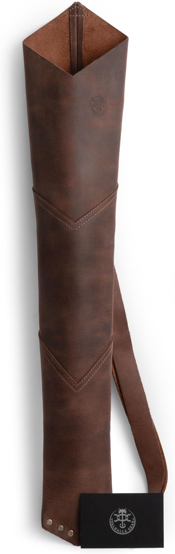 Back Arrow Archery Quiver, Vintage Holder for Shooting Practice, Training, Full Grain Leather, Handmade Archer Accessories, Bourbon Brown-StrideForce Fitness