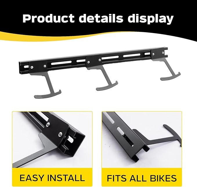 Bike Storage Rack Wall Mount Bike Rack | Steel Bike Mount Wall | Adjustable Bike Hangers for Garage (6 Bike Rack)-StrideForce Fitness