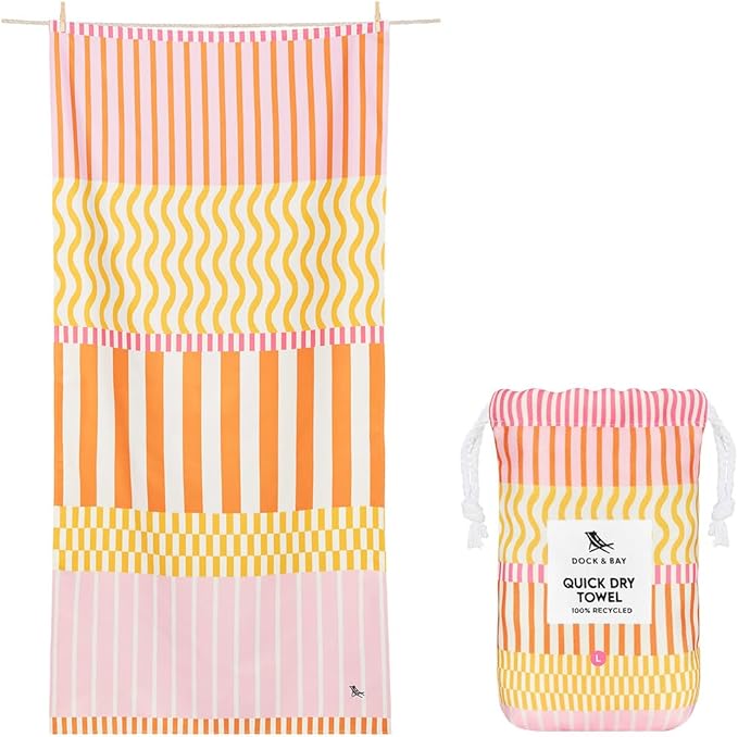 Dock & Bay Beach Towel - Quick Dry, Sand Free - Compact, Lightweight - 100% Recycled - Includes Bag - Sunset Boulevard - Set of 4 - Large (160x90cm, 63x35)-StrideForce Fitness