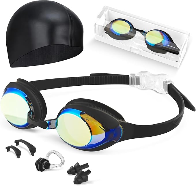 Kids Swim Goggles, Anti-fog and UV Protection with Swim Cap for Age 3-15 Youth Boys Girls Toddler-StrideForce Fitness