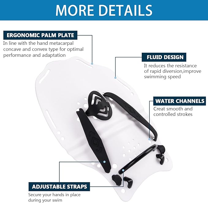 Hikeen Swim Paddle Hand for Adult and Junior, Swim Training Hand Paddles with Adjustable Straps, Swimming Hand Paddles for Training-StrideForce Fitness