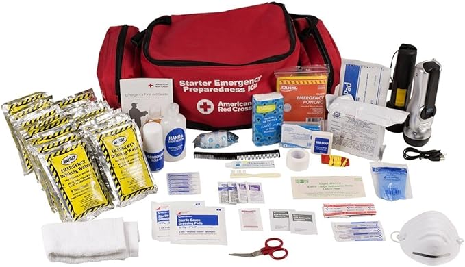 Officially Licensed Product, First Aid Concepts Basic Emergency Preparedness Starter Kit, 12 Hour Survival Supplies for 1 Person, Water, Phone Charger, Blanket, Food-StrideForce Fitness