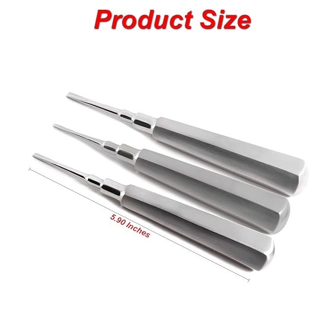 MEDSPO Professional Dental Instruments Osteotome Periotome Luxating Elevator Implant | Orthodontic PDL Teeth | Surgical Root Extraction Spreading (Coupland Root Elevator Set Of 3)