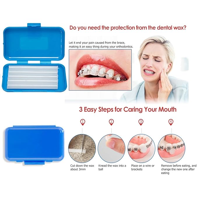 Braces Cleaning Kit for Teeth, Portable Orthodontic Toothbrush Kit Oral Care Dental Travel Kit - Interdental Brush Dental Wax Dental Floss Toothbrush Box (Blue)